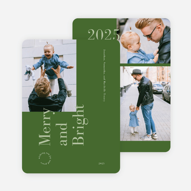 Unexpectedly Merry Multi Photo Holiday Cards - Green