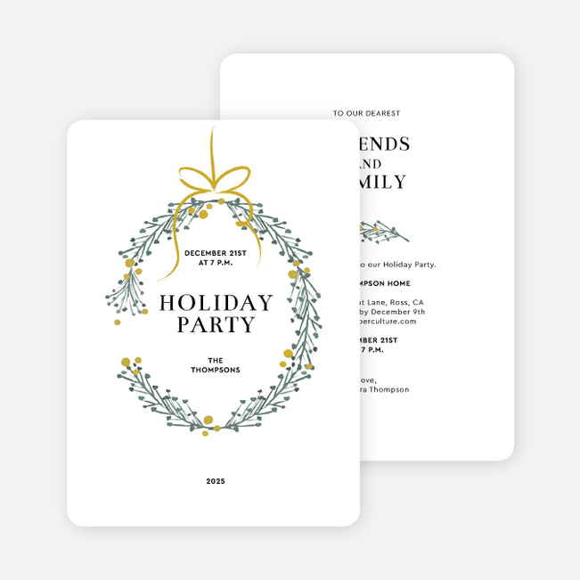 Bowtiful Seasons Greetings Holiday Cards and Invitations - White