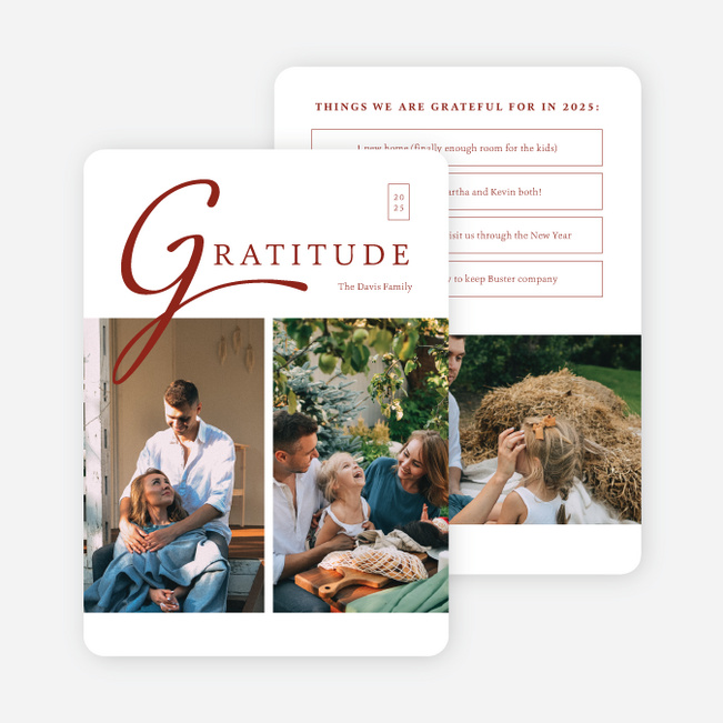 Counting Our Blessings Holiday Cards and Invitations - Red