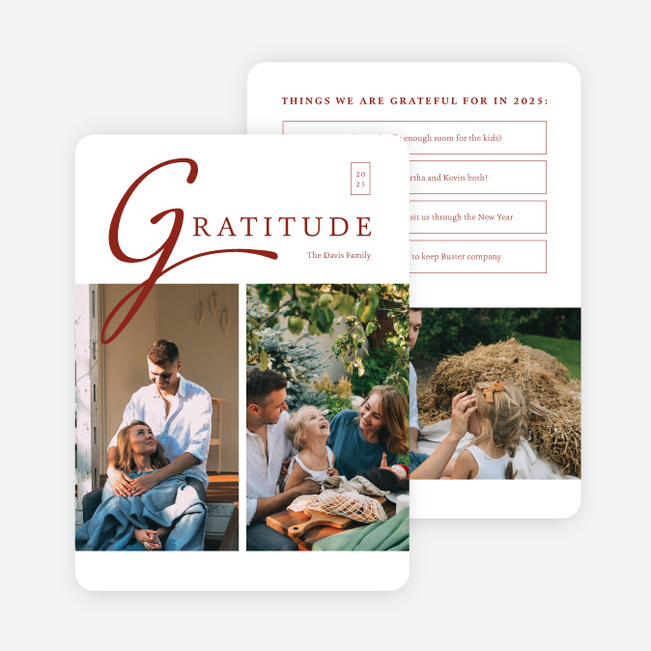 Counting Our Blessings Holiday Cards and Invitations - Red