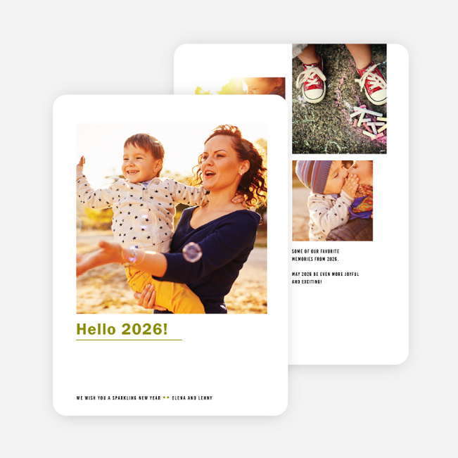 Hello New Year Cards - Green