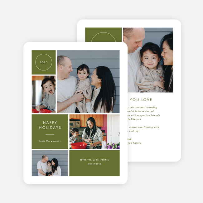 Memory Mosaic Holiday Cards and Invitations - Green