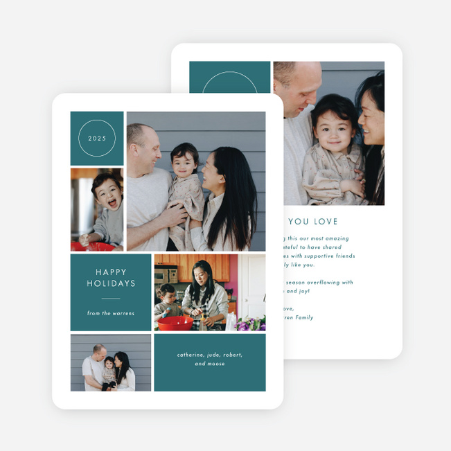 Memory Mosaic Holiday Cards and Invitations - Blue