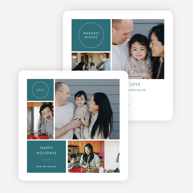 Memory Mosaic Holiday Cards and Invitations - Blue