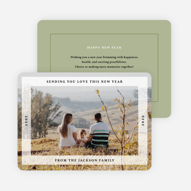 Mod Frame New Year Cards and Invitations - Green