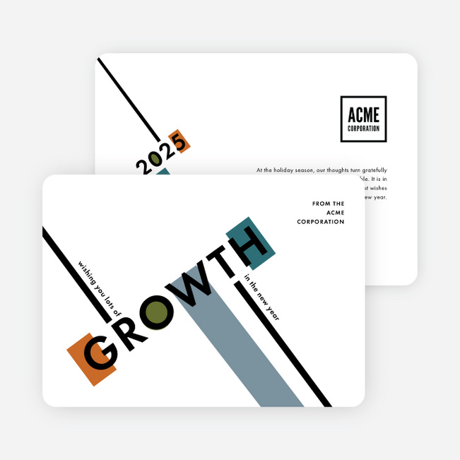 New Year Growth Corporate Holiday Cards & Corporate Christmas Cards - White
