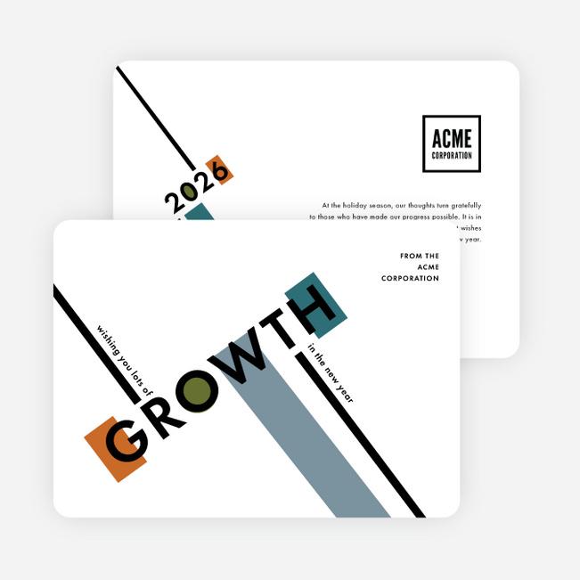 New Year Growth Corporate Holiday Cards & Corporate Christmas Cards - White