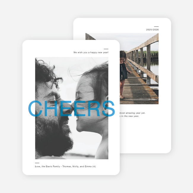 Overlapping Cheers Holiday Cards - Blue