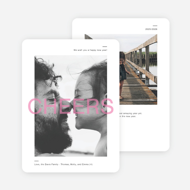 Overlapping Cheers Holiday Cards - Pink