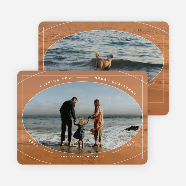 Triple Framed Personalized Christmas Cards - Orange