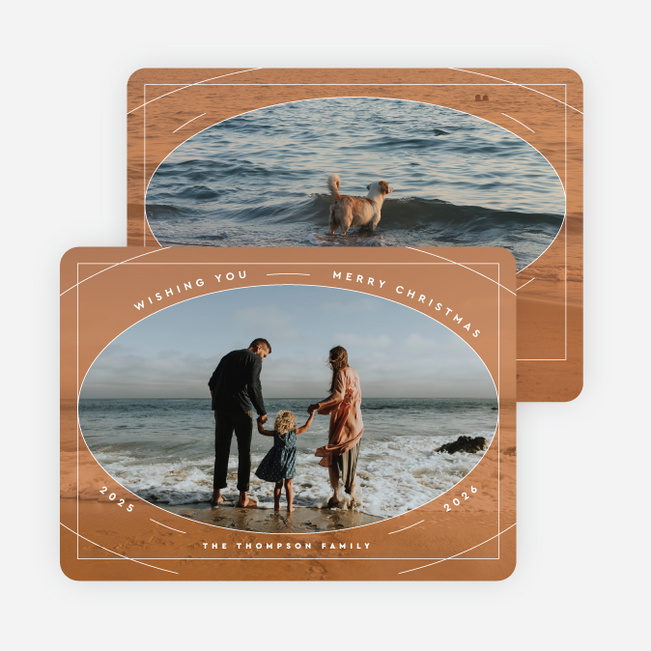 Triple Framed Personalized Christmas Cards - Orange