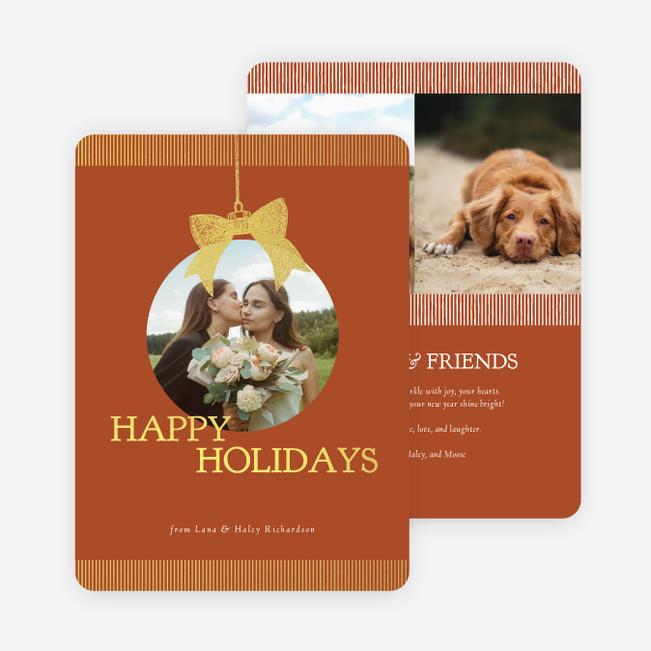 Foil Hung with Care Holiday Cards and Invitations - Yellow