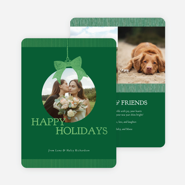 Foil Hung with Care Holiday Cards and Invitations - Green