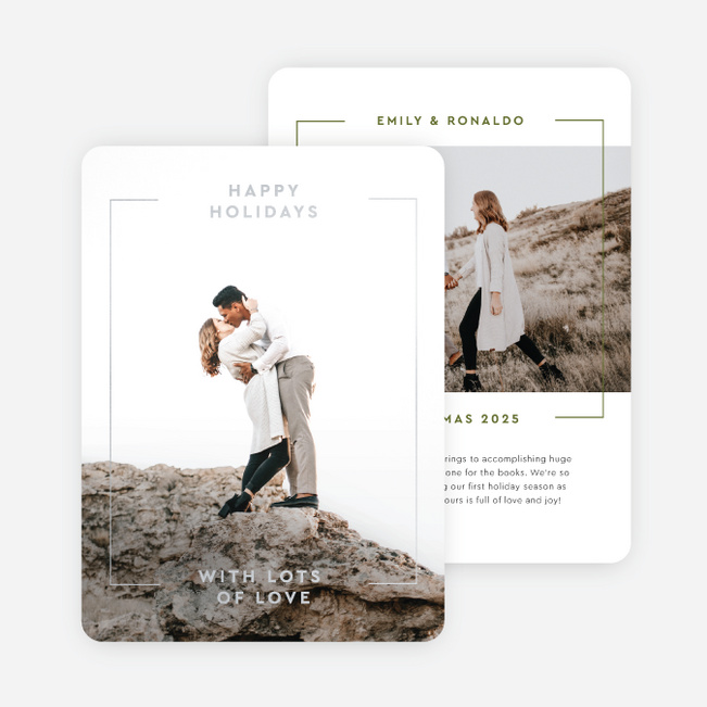 Foil Luxe Outline Holiday Cards and Invitations - Gray