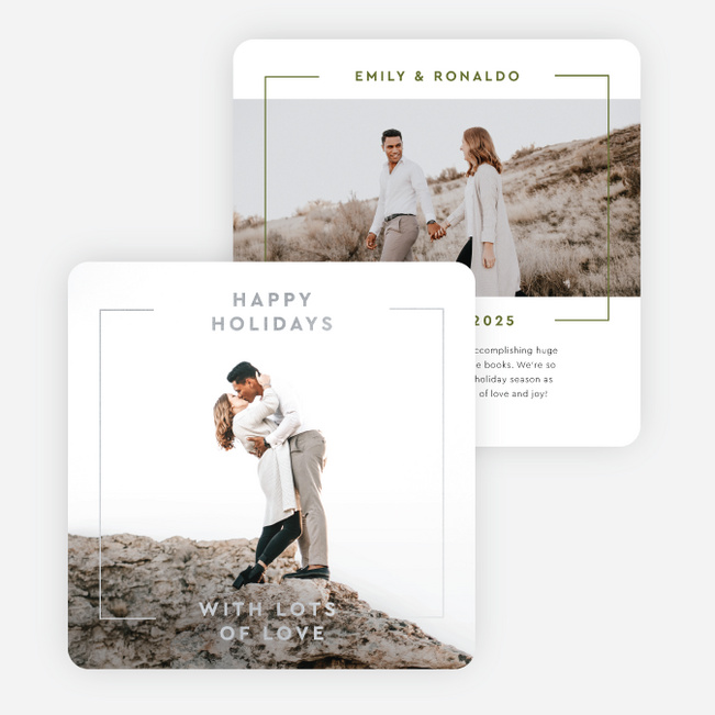 Foil Luxe Outline Holiday Cards and Invitations - Gray