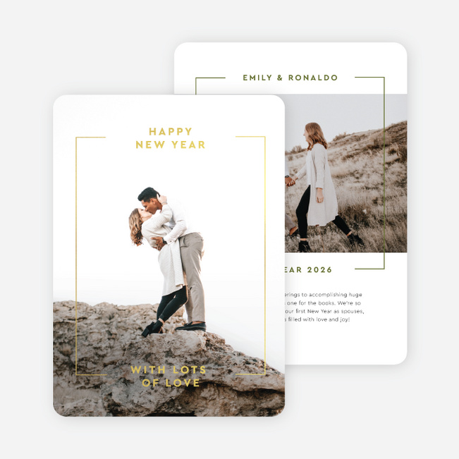 Foil Luxe Outline New Year Cards and Invitations - Yellow