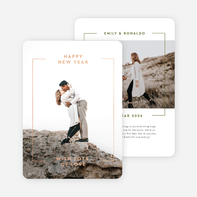 Foil Luxe Outline New Year Cards and Invitations - Pink