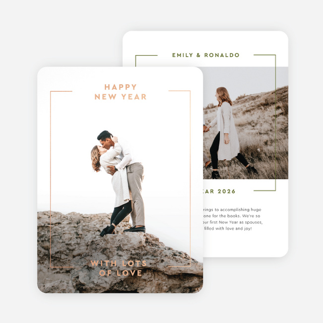 Foil Luxe Outline New Year Cards and Invitations - Pink