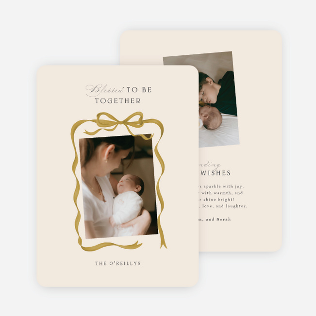 Blissful Bow Holiday Cards and Invitations - Beige