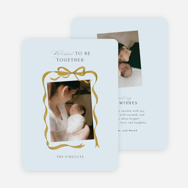 Blissful Bow Holiday Cards and Invitations - Blue