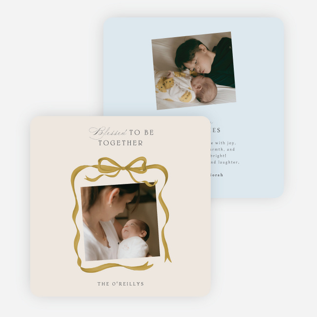 Blissful Bow Holiday Cards and Invitations - Blue