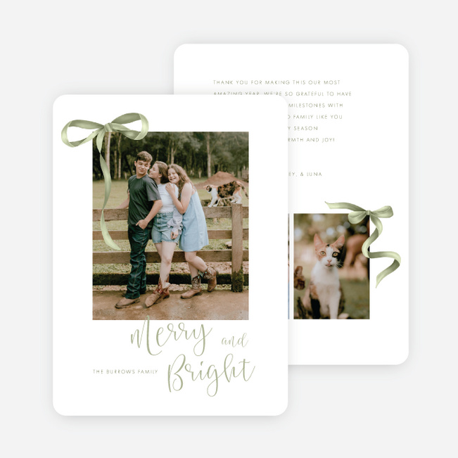 Delicate Ties Holiday Cards and Invitations - Green