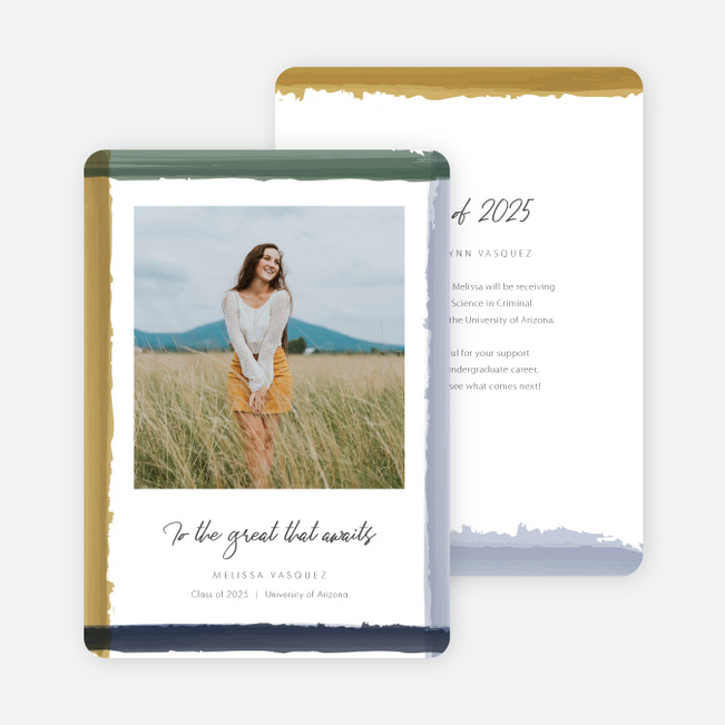 Watercolor Border Graduation Announcements & Graduation Invitations - Multi
