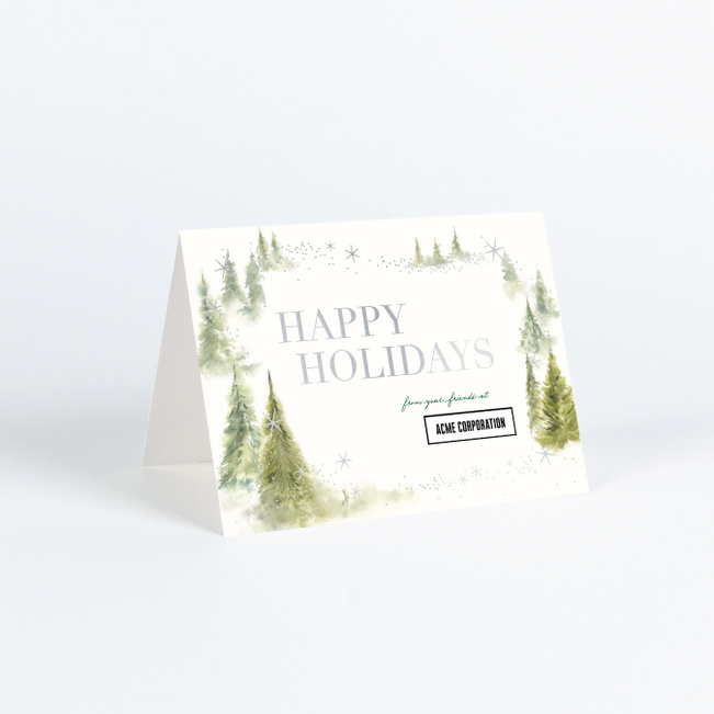 Foil Whispering Woods Corporate Holiday Cards & Corporate Christmas Cards - Gray