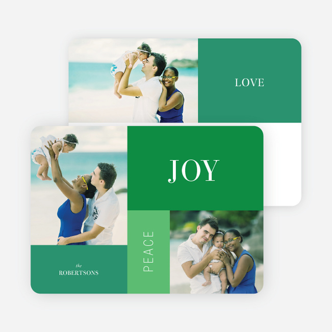 Joy, Peace & Love Blocks: Holiday Photo Cards - Green