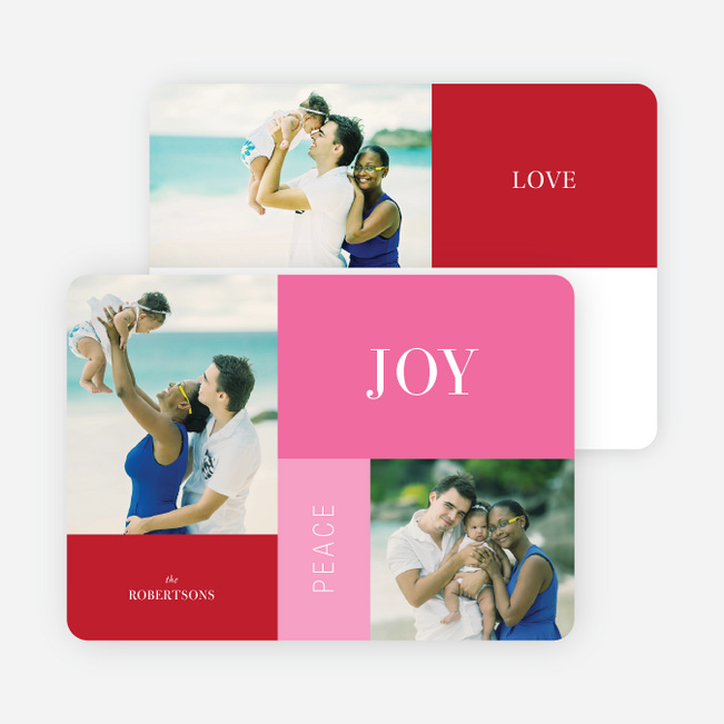 Joy, Peace & Love Blocks: Holiday Photo Cards - Red