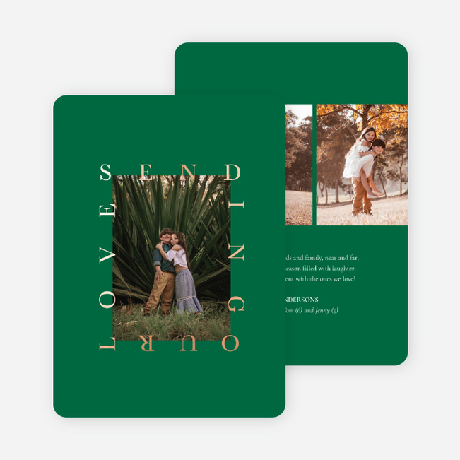 Foil Heartfelt Message Multi Photo Holiday Cards - Pink