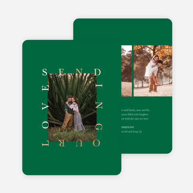 Foil Heartfelt Message Multi Photo Holiday Cards - Pink