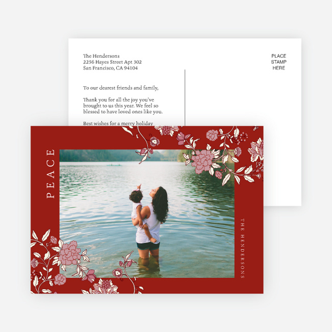 Lush Botanicals Christmas Photo Cards & Holiday Photo Cards - Red