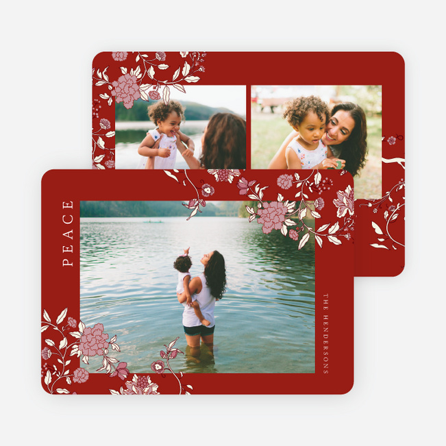 Lush Botanicals Multi Photo Holiday Cards - Red