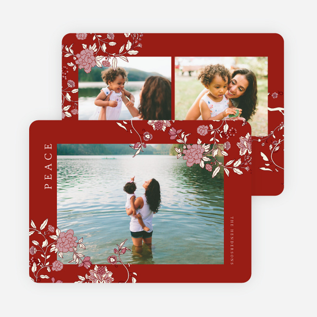 Lush Botanicals Multi Photo Holiday Cards - Red