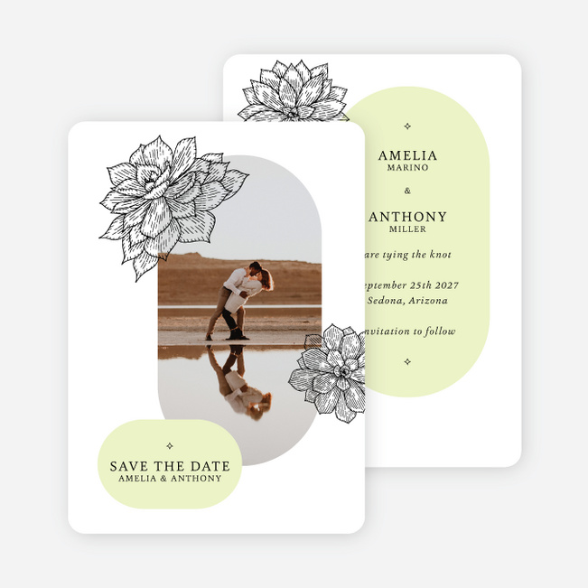 Succulent Crush Save the Date Cards - Green