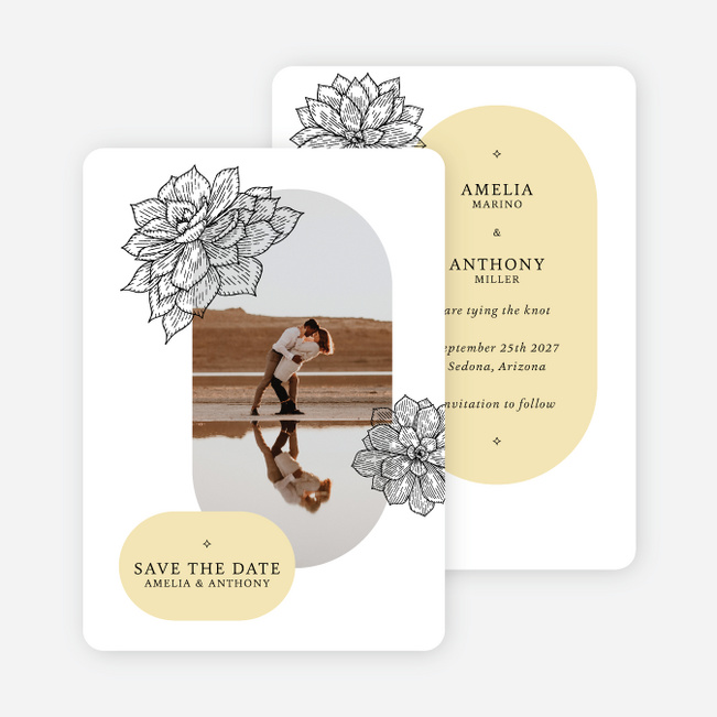 Succulent Crush Save the Date Cards - Yellow