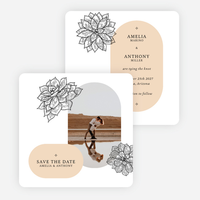 Succulent Crush Save the Date Cards - Orange