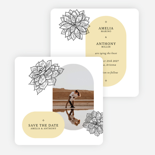 Succulent Crush Save the Date Cards - Yellow