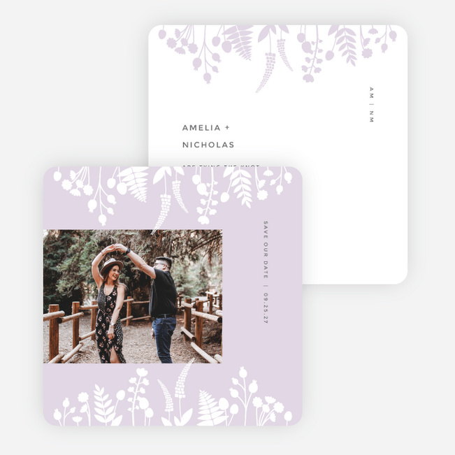 Opposites Attract Save the Date Cards - Purple
