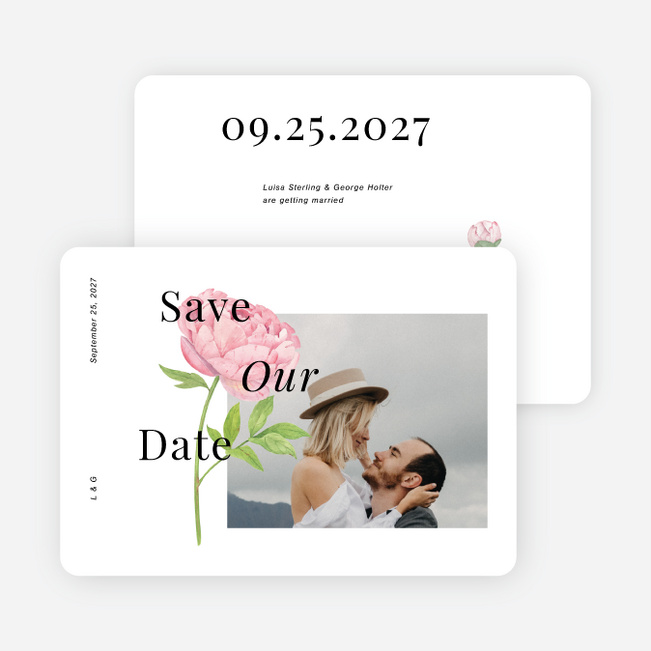Peony Perfection Save the Date Cards - White