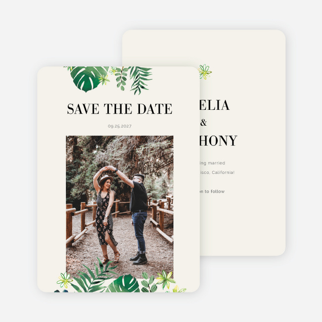 Flora And Fauna Save the Date Cards - Beige