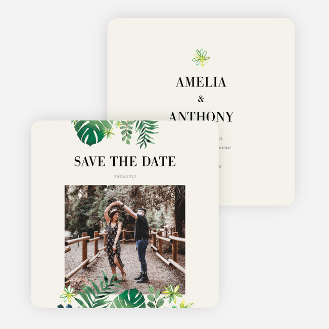 Flora And Fauna Save the Date Cards - Beige