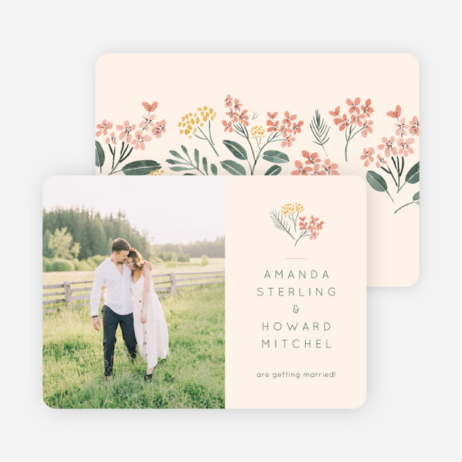Rustic Floral Ring Save the Date Cards - Beige