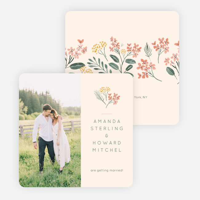 Rustic Floral Ring Save the Date Cards - Beige