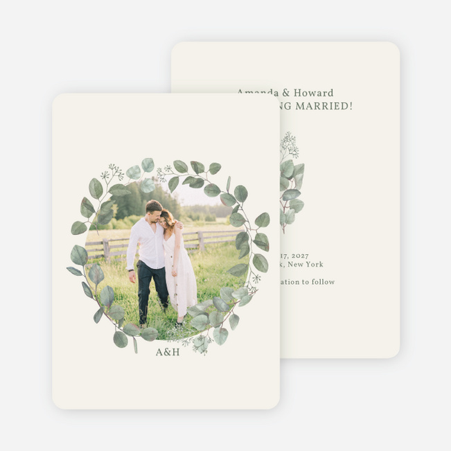 Rustic Eucalyptus Save the Date Cards - Green