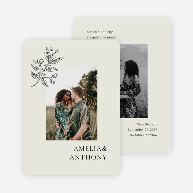 Floral Ampersand Save the Date Cards - Blue