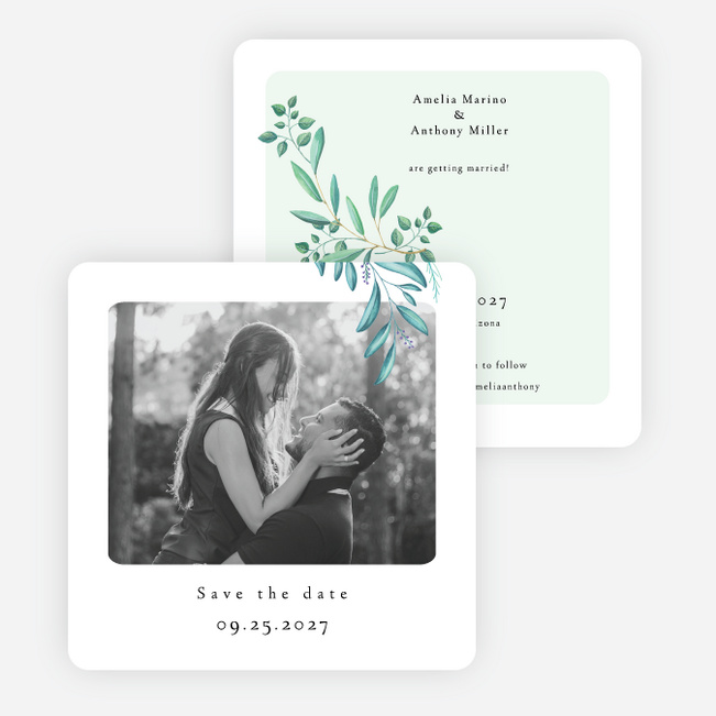 Gentle Eucalyptus Save the Date Cards - Green
