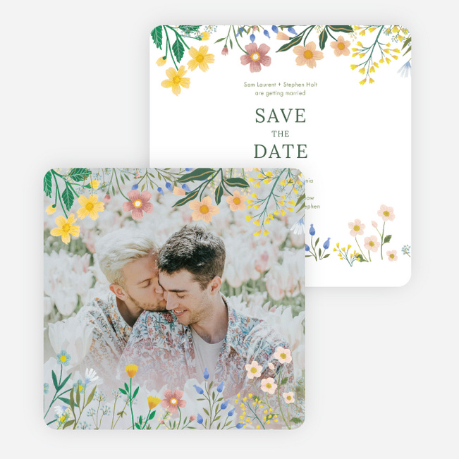 Rustic Spring Garden Save the Date Cards - Multi