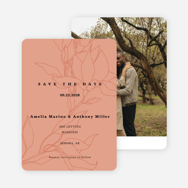 Blooming Branch Save the Date Cards - Orange